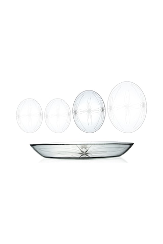 Decocia 1 Adet 29 Cm Oval Cam Salata Sunum Tabağı Mira Desenli