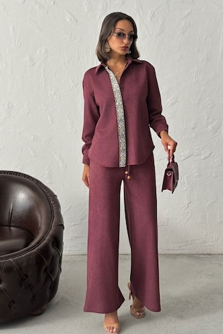Verymoda Şerit Detaylı Scuba Süet Gömlek Vmf1973 Bordo