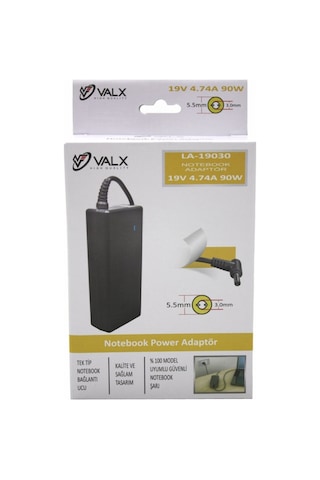 Adp Valx La-19030 19V 4.74A 90W 5.5 x 3.0 Laptop Adp Siyah Adp Valx La-19030 19V 4.74A 90W 5.5 x 3.0 Laptop Adp Siyah