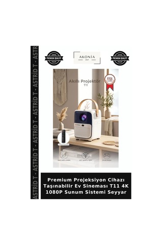 Premium Projeksiyon Cihazı Taşınabilir Ev Sineması T11 4k 1080p Sunum Sistemi Seyyar