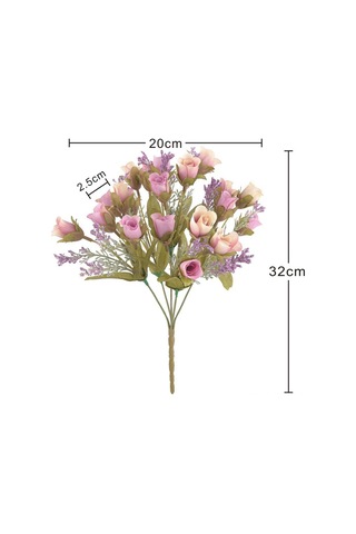 Geeksen 20 Adet Mini Yünlü Plastik Gül Buketi - Ev Dekorasyonu, Partiler, Nikahlar İçin Sürekli Taze, Bordo Renkli