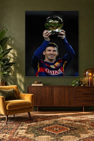 Fida Altın Topu Havaya Kaldıran Messi Canvas Tablo