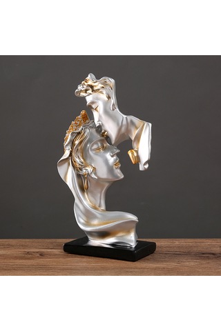 Yunboo Altın Renginde Aşk Simgesi: Resin Çift Figürü - Ev, Ofis Dekorasyonu, Sevgi Hediyesi