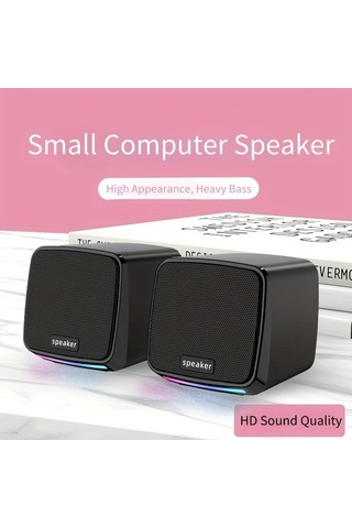 Willowhaven Siyah Bilgisayar Hoparlörü, 6w Usb Işıklı Stereo Ses Mini Hoparlör