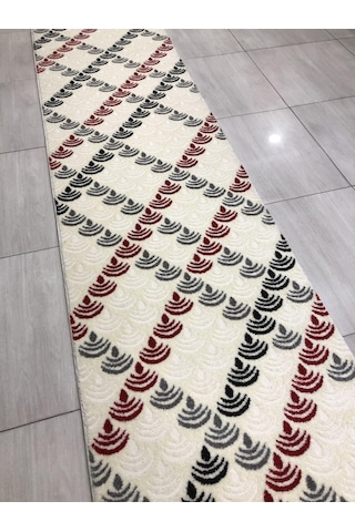 Saray Halı Samyeli 10942 Wk 80X300 Krem Kırmızı Gri Yolluk !