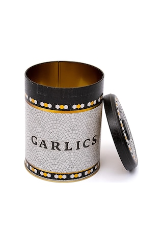 Mosaic Garlics Desenli Yuvarlak Metal Sarımsaklık, 14 X 18 Cm, 2.5 Lt