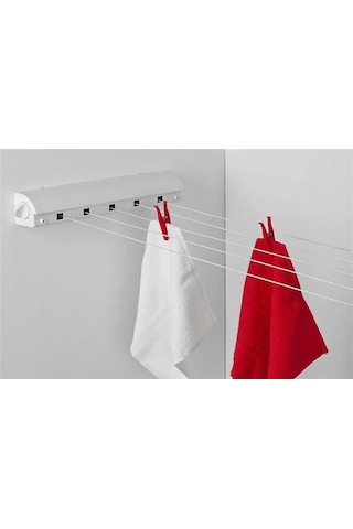 5 İpli, 4.2 Metre Beyaz Çek As, Otomatik Çamaşır Askısı Açılır Kapanır Çamaşır İpi, Çamaşır Kurutmalık -9022151658610 Beyaz