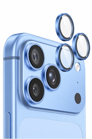 İphone 18 Pro / İphone 18 Pro Max Uyumlu Kamera Lens Koruyucu Buzul Mavi