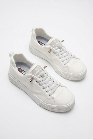Fort Noka North Rahat Lastik Bağcıklı Sneaker Keten Erkek Ayakkabı Beyaz