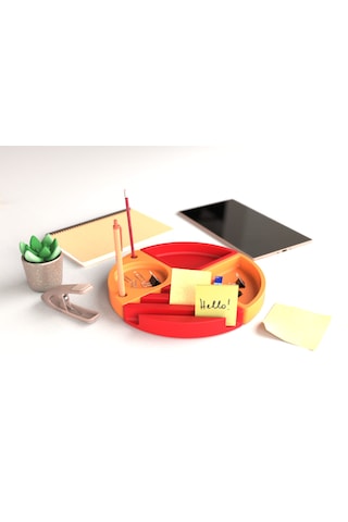Tıdy Grıd - Desk Organizer Manyetik Modüler Mıknatıslı Masaüstü Düzenleyici Kalemlik Turuncu - Kırmızı