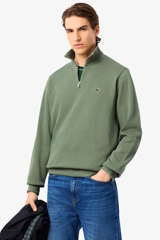 Lacoste Men's Classic Fit Neck Zip Sweatshirt Yarım Fermuarlı Yüksek Yaka Pamuklu Sweatshirt Yeşil