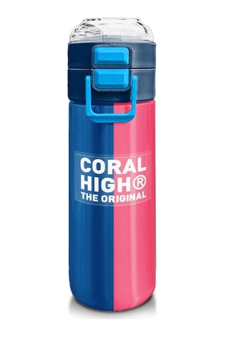Coral High Erkek Çocuk 500 Ml Okul Ve Günlük Paslanmaz Çelik Termos - Mavi Pembe Renkli Çizgili - Sızdırmaz Çok Renkli