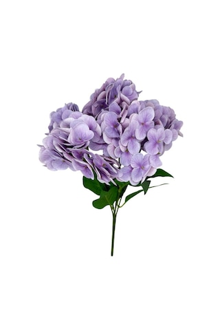 Yapay Çiçek Islak Ortanca Çiçeği Lila 45cm 5dal Islak Gerçeksi Dokulu Lila