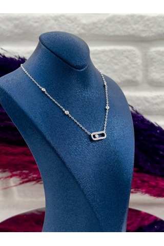 925 Ayar Gümüş Özel Tasarım Su Yolu Modeli Zarif Kadın Kolye Gümüş