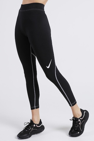 Nike Swoosh Women's Graphic High-rise 7/8 Leggings Pamuklu Yüksek Belli Tayt Siyah