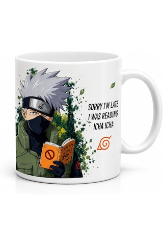 Naruto Kakashi Hatake Kupa Özel Tasarım Açık Beyaz
