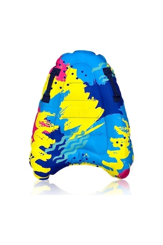 Honeybeeshop 1 Adet Çok Renkli Çocuk Sörf Tahtası Tutma Sapı İle Taşınabilir Dayanıklı Polimer Plaj Sörfü Ve Yüzme İçin İdeal Mavi Sarı Çizgili Tasarım