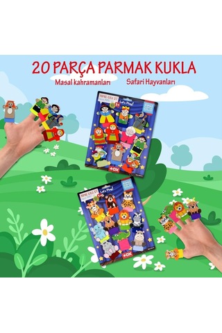 Lisinya247 2 Set - 20 Parça Masal Kahramanları Ve Safari Hayvanları Parmak Kukla