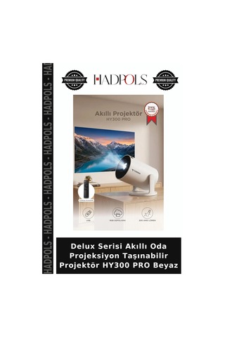 Delux Serisi Akıllı Oda Projeksiyon Taşınabilir Projektör Hy300 Pro Beyaz