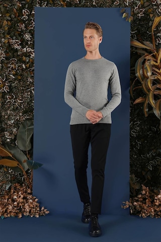 Efor Tr 858 Slim Fit Gri Klasik Triko Gri