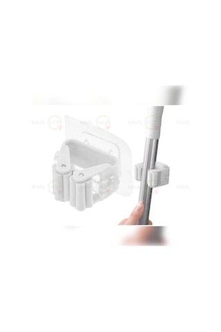 Mainshop Pratik Yapışkanlı Duvar Mop Süpürge Paspas Temizlik Fırçası Tutucu Asma Askı Aparatı 1 Adet M-310 Beyaz