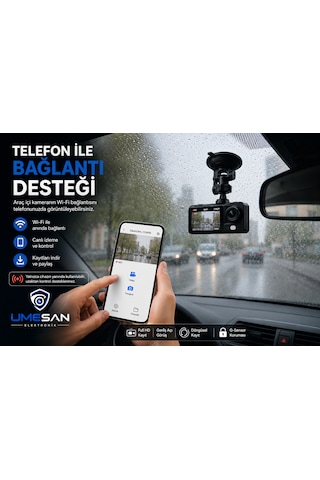 3 Kameralı Gece Görüşlü Lcd Ekranlı Araç İçi Kamera 1080p