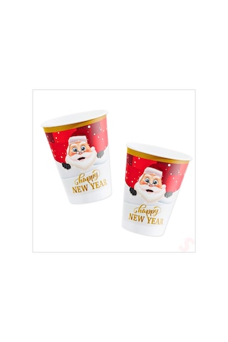 Yılbaşı Noel Baba Karton Bardak - 8 Adet