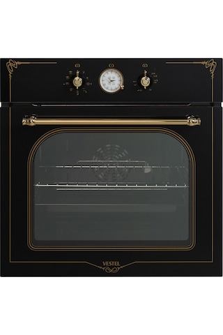 Vestel Rustik AF-7688 RS - AO-6104 YRS-DG - AD-6002 RS Siyah Cam Ankastre Set