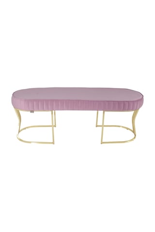 Viego Gold Striped- Pembe Kapitoneli Chester Model Puf & Bench & Koltuk & Uzun Makyaj Puff & Yatak Ucu &önü