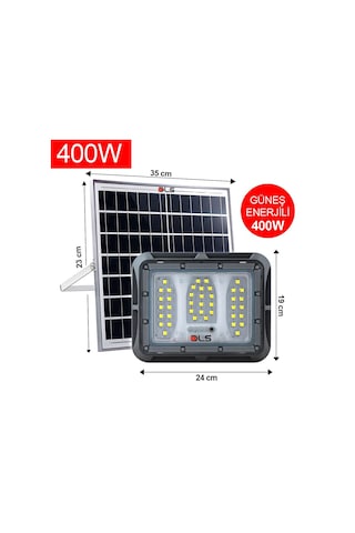 Dls 400w Güneş Enerjili Solar Led Projektör Harici Solar Panelli, 5 Metre Kablolu, Hareketli Konsollu 504-400-01