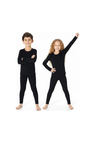 Jiber 904 Unisex Çocuk Likralı Termal İçlik Sıcak Tutan Terletmez Tayt Alt Siyah