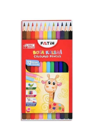 12 Renk Tam Boy Kuru Boya Kalemi Çok Renkli