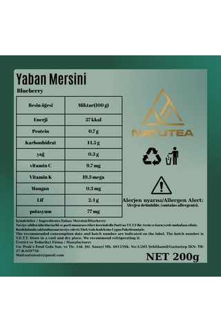 Natutea Yaban Mersini 200 G Kuru Meyve 200 G