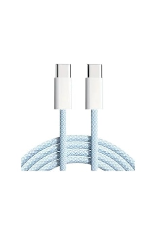 Type-c Usb Şarj Kablosu, 60w Hızlı Şarj, 48 Telli Örgü Kablo, 2 Metre, Mavi