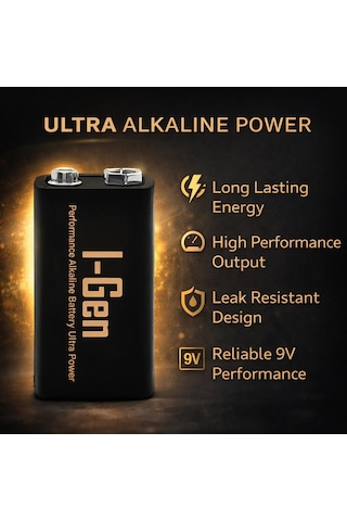 I-gen 6lr61 Ultra Alkalin 9 Volt Pil 9v Kare Pil 10'lu Paket