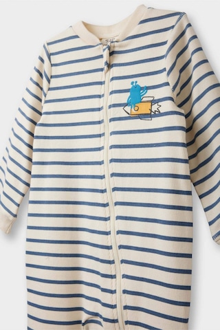 Defacto Erkek Bebek Yenidoğan Fitilli Kaşkorse Fermuarlı Çizgili Uzun Kollu Tulum F4659a525auer233 Ekru