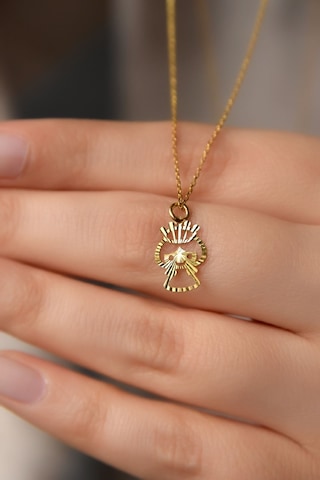 Papatya Silver 925 Ayar Gümüş Gold Kaplama Kesim Kalemli Prenses Kolye