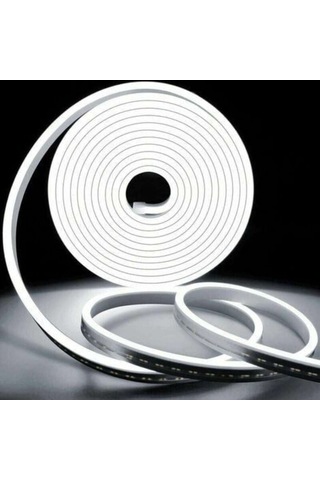 Beyaz Neon Şerit Led Fişli 220v Esnek Dış Mekan, Bahçe, Açık Alan Dekoratif Aydınlatma 40 Metre