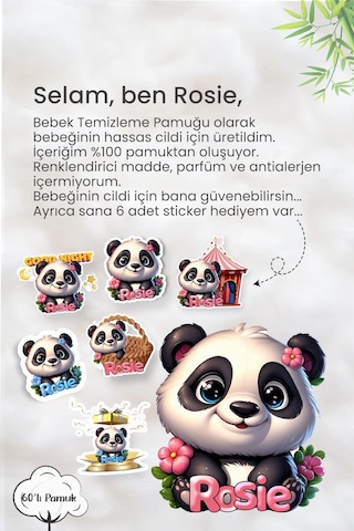 İpek Organik 5 Al 4 Öde 60'lı Bebek Temizleme Pamuğu Ve Rosie Pamuk Hediye
