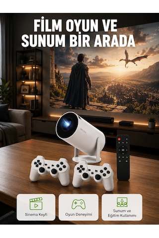 10.000 Oyun Destekli, Çift Kollu 4k Projeksiyon - Hdmı, Usb, Aux, Ethernet Yok Yeni Nesil