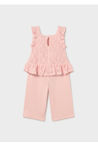 Kız Bebek Güpürlü Pantolon Bluz Takım 1515 Pembe