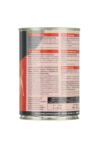 Animonda Grand Carno Sığır Etli Yetişkin Köpek Konservesi 400 Gr 48834030