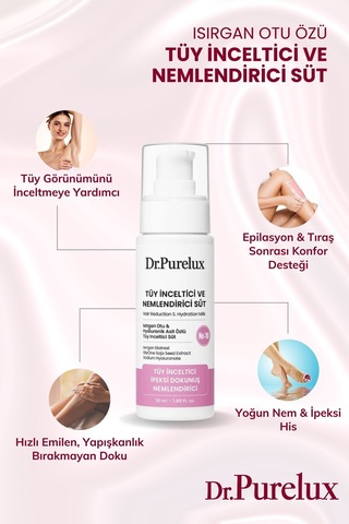 Tüy Azaltıcı, Tüy Inceltici Ve Nemlendirici Süt Isırgan Otu & Hyaluronik Asit Özlü 50ml