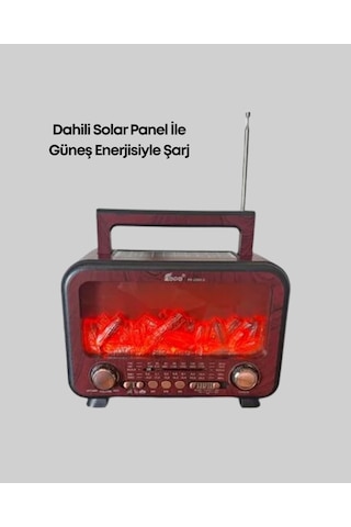 Mey İthalat Taşınabilir Şömine Görünümlü Bluetooth Hoparlör Solar Şarjlı, Alev Işıklı, 7w Ses