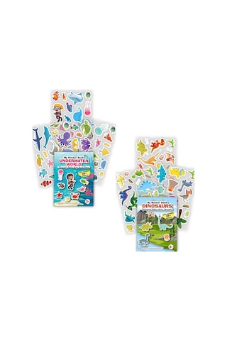 My Sticker Book '' Su Altı Dünyası-dinozorlar'' , 2li Set Tükenmeyen Sticker Kitabı