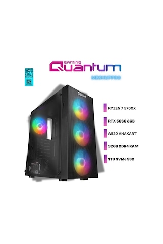 Quantum Gaming MESHUPPRO-EV1812 R7-5700X 32 GB 1 TB NVMe SSD RTX5060 Free Dos Masaüstü Oyuncu Bilgisayarı