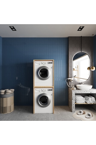 Babil Çamaşır Ve Kurutma Makinesi Dolabı Banyo Dolabı Meşe Meşe