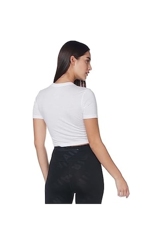 Air Baskılı Dar Kesimli Kısa Kadın Tişört Dz3751-121 Beyaz