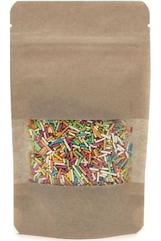 Pencereli Kraft Kilitli Doypack Ambalaj 8,5 X 14,5 + 2,5 Cm. 50 Gr. -50 Adet