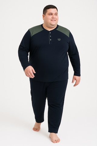 Mutlu City Erkek Yüksek Kalite İnterlok Penye Büyük Beden Pijama Takımı 18540 Lacivert-haki
